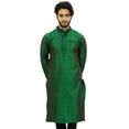 thumbnail image 2 of Atasi Men's Band Collor Green Kurta Dupion Full Sleeve Ethnic Shirt-XX-Large, 2 of 3