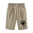 thumbnail image 2 of LEBONYARD Shorts for Women,Women's Shorts in Cute Patterns,Women's Elastic Waist Printing Drawstring Shorts Khaki S, 2 of 3