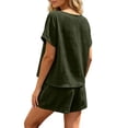 thumbnail image 5 of Women's Linen Blend Soft Fabric Casual Shorts, Elastic Waist Drawstring, Lightweight Breathable Cool Solid, Lounge Summer Beach Outdoor | UKHCCC,Army Green L, 5 of 7