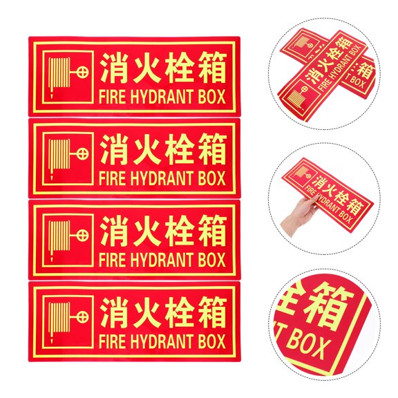 SHINYPASING Fire Extinguisher Sign for Restaurant Red PVC 4Set