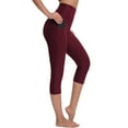 thumbnail image 2 of NELEUS Womens High Waist Yoga Capris Tummy Control Workout Stretch Capri Leggings with Pockets,Black+Red,US Size L, 2 of 8