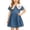 Blue, variant on Amidoa Girls Summer Dresses Short Sleeve A-Line Solid Color Dresses Kids Casual Sundress Blue Size 12