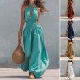 thumbnail image 2 of Quixlent Women's Halter Sleeveless Jumpsuit, Casual Smocked Waist Lantern Pants Rompers, Summer Travel Vacation Outfits, 2 of 7