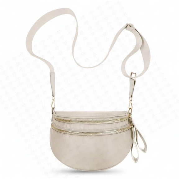 Crossbody Bags Bum Bag For Women, Large Nylon Fanny Packs, Sling Bag, Belt Bag with Adjustable Strap, Beige