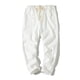 thumbnail image 1 of Pantalones largos de algodón para hombre, con cordón ajustable, informales, de color liso, lavados, de pierna recta, para exteriores, de algodón, 1 of 8