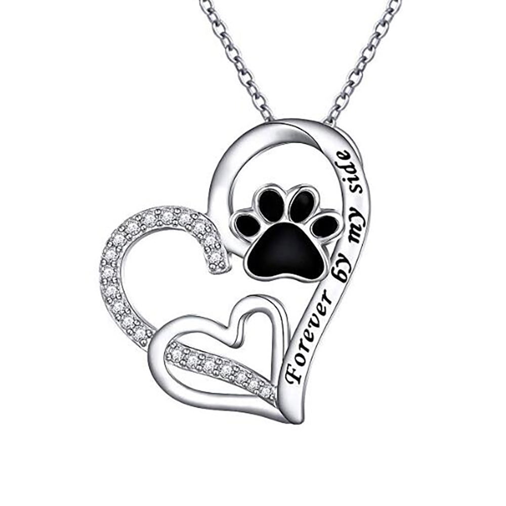 Fashion Silver Women Chain Choker Necklace Paw Charm Heart Pendant For Girls New 