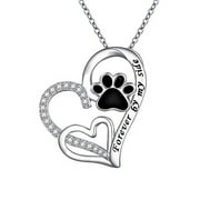 Heart Paw Print Dog Necklace Sterling Silver Cz Womens by Ginger Lyne