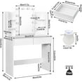 thumbnail image 5 of Small Vanity Desk with Mirror and Lights, 35.4in Makeup Vanity with 3 Color Adjustable Lights, Modern Dressing Table with 2 Drawers & Storage Shelves for Bedroom, White, 5 of 13