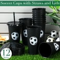 thumbnail image 4 of 12 Vasos Plásticos de Fútbol de 710 ml con Tapa y Pajilla - Pack de 12, 4 of 7