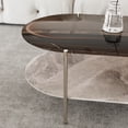 thumbnail image 7 of Glass Coffee Table, 2-Tier Modern Coffee Table Glass & Slate Stone Oval Center Table for Home Office Living Room, 7 of 7