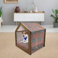 thumbnail image 3 of Mandala Pet House, Culture Inspired Middle Eastern Motifs Checkered Pattern, Outdoor & Indoor Portable Dog Kennel with Pillow and Cover, 5 Sizes, Dark Coral Slate Blue, by Ambesonne, 3 of 5
