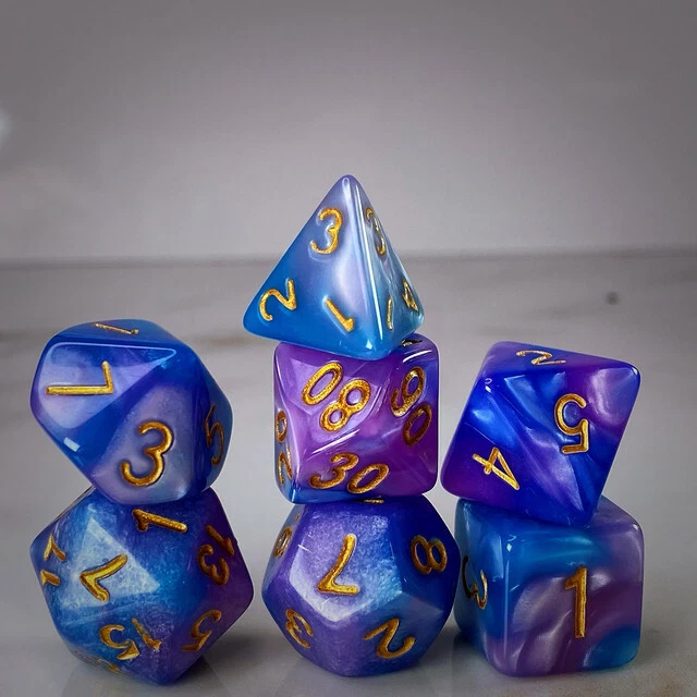 Sage'S Stones - Purp/Blue Acrylic Polyhedral Dice Set Rpg Dnd Dungeons Dragons