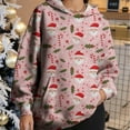 thumbnail image 2 of Fiaer Christmas Hoodie for Women Trendy Oversized Cute Santa Graphic Hooded Sweatshirts Long Sleeve Baggy V Neck Long Sleeve Tops with Pockets 3-Pink M, 2 of 4