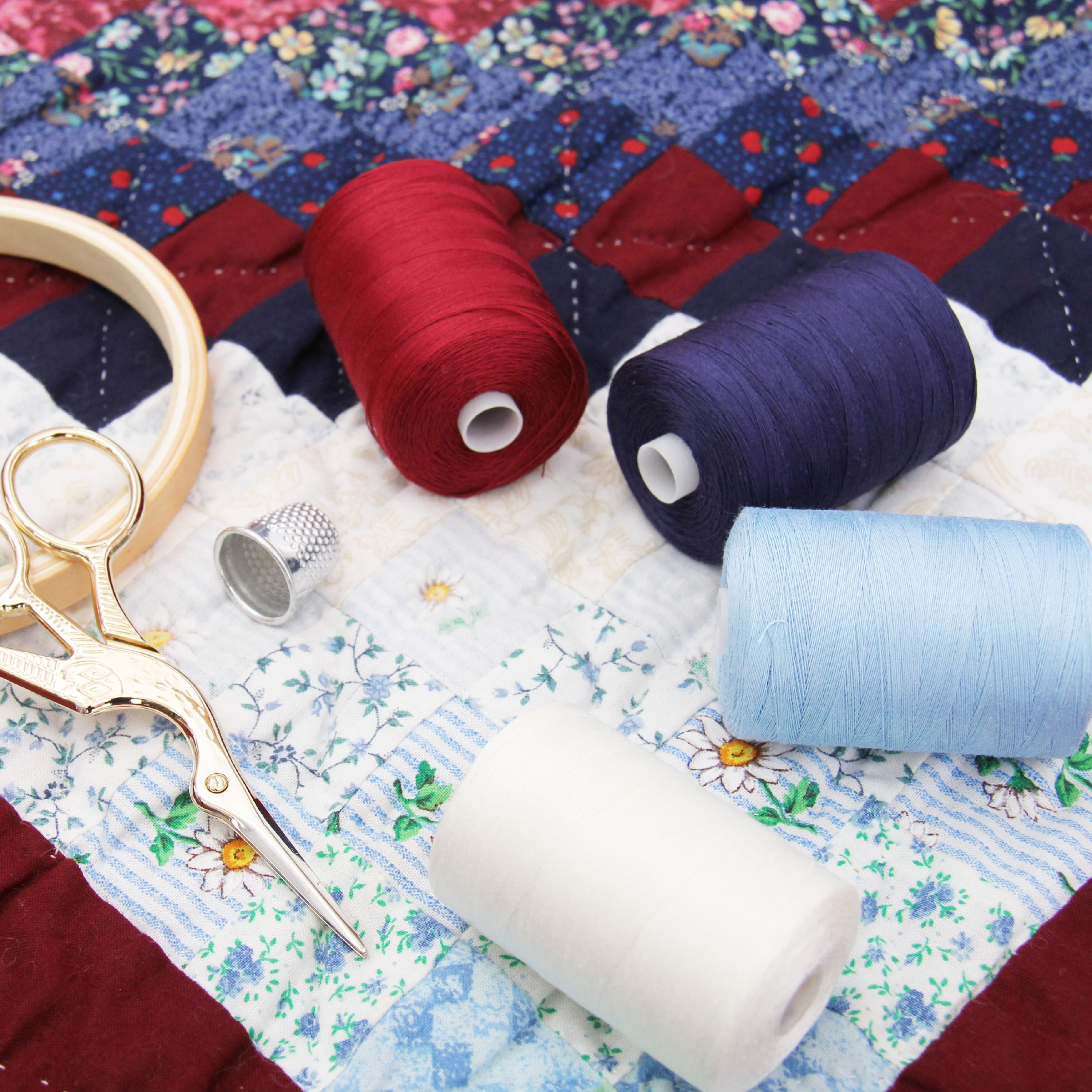 Threadart 100% Cotton Thread Set | 10 Natural Color Spools | 1000M (1100 Yards) Spools | For Quilting & Sewing 50/3 Weight | Long Staple & Low Lint | Over 20 Other Sets Available