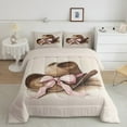 thumbnail image 2 of Homewish Cowboy Cowgirl Hat Bedding Comforter Set,Cute Bowtie Ribbon Twin Comforter Sets,Pink Brown Bedding Set For Girls Boys,Super Cozy Room Decor Reversible,2 Pieces, 2 of 8