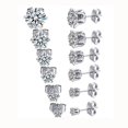 thumbnail image 3 of Juego de pendientes redondos con circonitas transparentes y diamantes de 7 mm chapados en oro blanco, 3 of 5