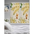 thumbnail image 3 of Spring Floral Bathroom Window Curtain, Watercolor Forsythia Flowers Hummingbirds Beige Light Filtering Coffee Kitchen Curtains, Bedroom Living Room Curtains 2 Panel 84"x63", 3 of 6
