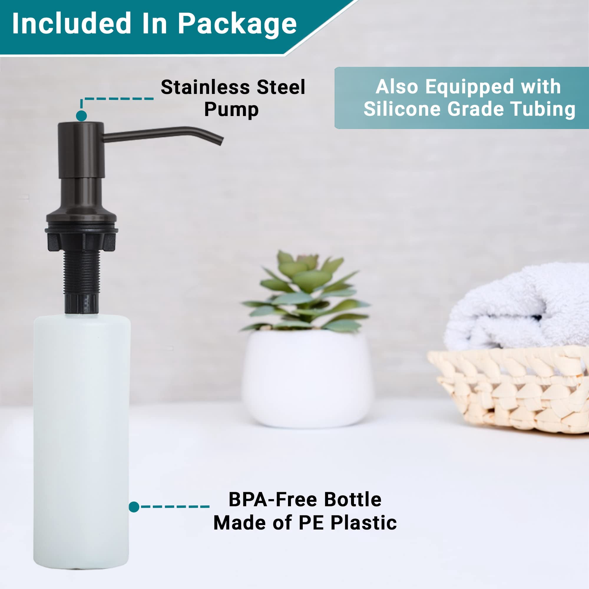Strictly Sinks Liquid Soap Dispenser Stainless Steel Refillable Dish Soap Dispenser Bottle with Pump