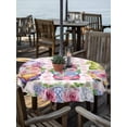 thumbnail image 2 of Outdoor Tablecloths with Umbrella Hole & Zipper, Spring Gnomes Round Tablecloths 60 Inch, Botanical Flowers Leaf Pink Buffalo Check Waterproof Table Cloth, Patio/Pool/Picnic Table Covers, 2 of 8