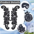 thumbnail image 6 of 2 Pairs Flowers Patches Garment Applique Embroidery Roses Boho Sew on Trim Patch DIY Wedding Dress Sewing Lace Neckline Collar Clothing Accessories Craft for Clothes Bags Jeans Black DIY, 6 of 8