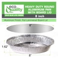 thumbnail image 2 of EcoQuality [150 Pack] - 8 Inch Disposable Round Aluminum Foil Take-Out Pans with Board Lids Set - Disposable Tin Containers, Perfect for Baking, Cooking, Catering, Cake Pans, Parties, Restaurants, 2 of 7