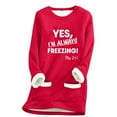 thumbnail image 3 of CFLVAEK Yes, I'm Always Freezing Sweatshirts for Women Plus Size Sherpa Fleece Lined Sweatshirt Round Neck Thermal Pullovers Comfy Long Sleeve Fall Winter Tops with Pockets Red XXXL, 3 of 4