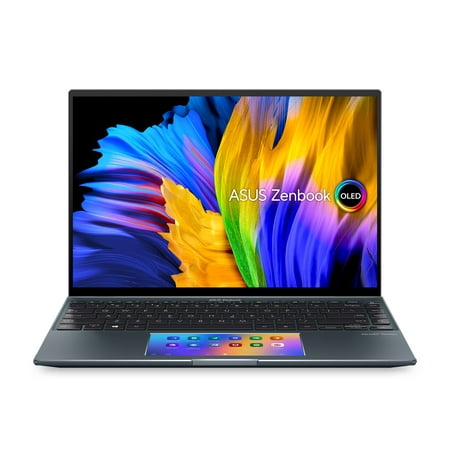 ASUS ZenBook 14X OLED Laptop, 14" WQXGA+ 16:10 Touch Display, Intel Core i7-1165G7 CPU, NVIDIA GeForce MX450, 16GB RAM, 512GB SSD, Windows 11 Pro, Pine Grey, UX5400EG-XB73T