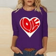 thumbnail image 3 of Tbopshirt Valentine's Day T-Shirts for Women 3/4 Sleeve,Casual Crewneck Loose Love Heart Graphic Tees Summer Plus Size Tops,S-XXXXXL, 3 of 4