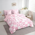 thumbnail image 3 of Feelyou Cartoon Monogrammed A Twin Bedding Sets 7-Piece, Fashion Checkered Abstract Bedding Comforter Set, Teens Kids Girls Women Reversible Sheet Sets, Breathable Home Decor, 3 of 7