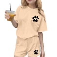 thumbnail image 2 of Cethrio Girls Summer Outfit Sets, Casual Short Sleeve Crew Neck Printed Kids' 2 Piece Sets Beige Size 14-16, 2 of 7