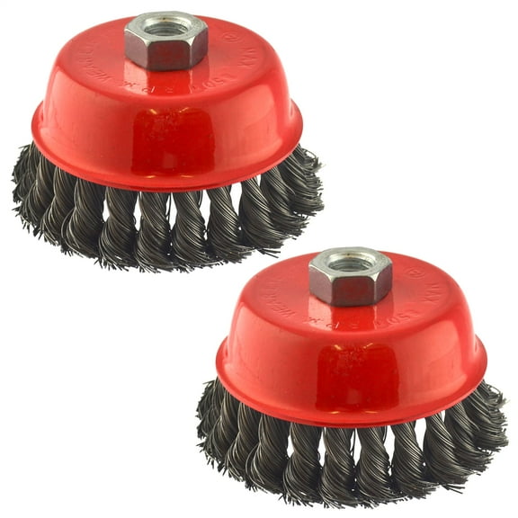 Wire Cup Brush Wheel 100mm for 7" or 9"  Angle Grinder Twist Knot 2Pk AT236