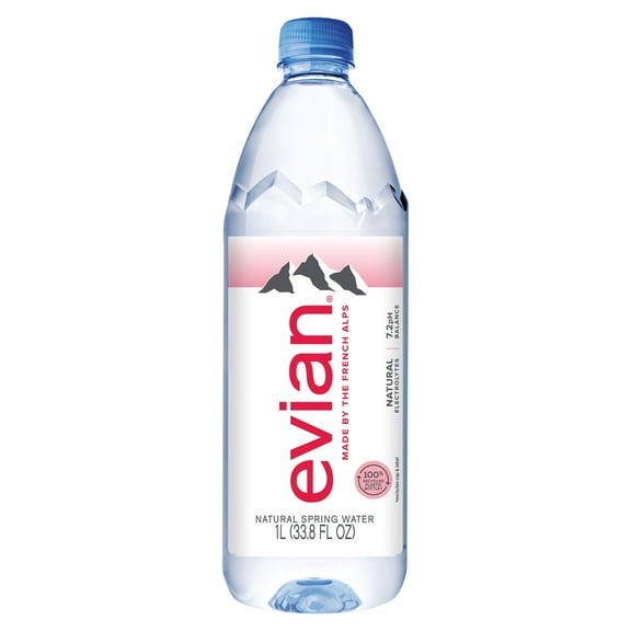 evian Natural Spring Drinking Water, 1 L, Bottle