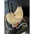 thumbnail image 4 of JUYGO Handwoven Seashell Bag for Women Crochet Beach Bag Boho Clutch with Pearl Strap Leather Handle Unique Design 2025, 4 of 7