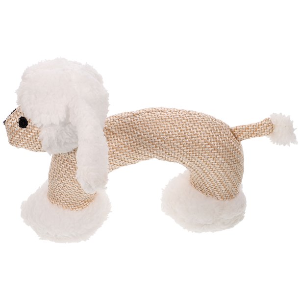 1 juguete para mascotas resistente a mordeduras, no tóxico, de peluche, con chirriadores para masticar, dentición y aburrimiento (caniche beige)