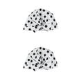 thumbnail image 2 of Injueey Ducha Gorros de baño Estampado de flores Impermeable Reutilizable Banda elástica Baño grueso Sombrero largo y corto Barbero Cocina Punto negro Punto negro 2piezas Injueey CBP384661, 2 of 6
