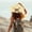 Yellow, variant on Wuphunn Women Wide Brim Crochet Straw Hat, Floppy Beach Sun Hat with Leopard Print Ribbon Bow, Foldable Vacation Headwear Beige One Size