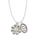 thumbnail image 1 of Delight Jewelry Two-tone Large Daisy with Peace Sign Best Mom Ever Charm Necklace, 1 of 4