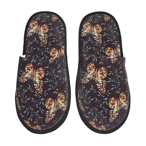 Fotbe Butterfly1 Pantuflas Peludas para Mujer con Estampado, Zapatillas de Peluche, Zapatos de Invierno para Casa, Uso Interior y Exterior-Medium