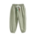 thumbnail image 1 of Little Boys Casual Pants Elastic Waist Solid Color Drawstring Pants For Kids Size 7-8T, 1 of 3