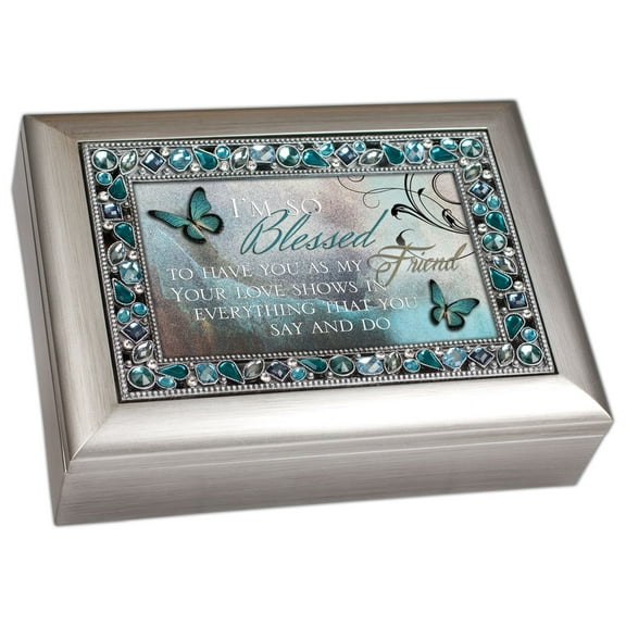 I m so Blessed to Have You as My Friend Friendship Decorative Jewel Lid Musical Jewelry Box - Plays Wind Beneath My Wing