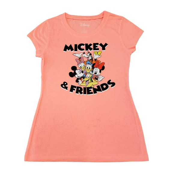 Junior Womens Disney Mickey & Friends Donald Daisy Minnie Orange T-Shirt S