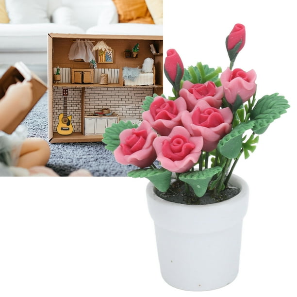 Plantas para casa de muñecas, ramos para casa de muñecas 1:12 Miniatura vívida Bonsái Planta en maceta en miniatura Integración perfecta