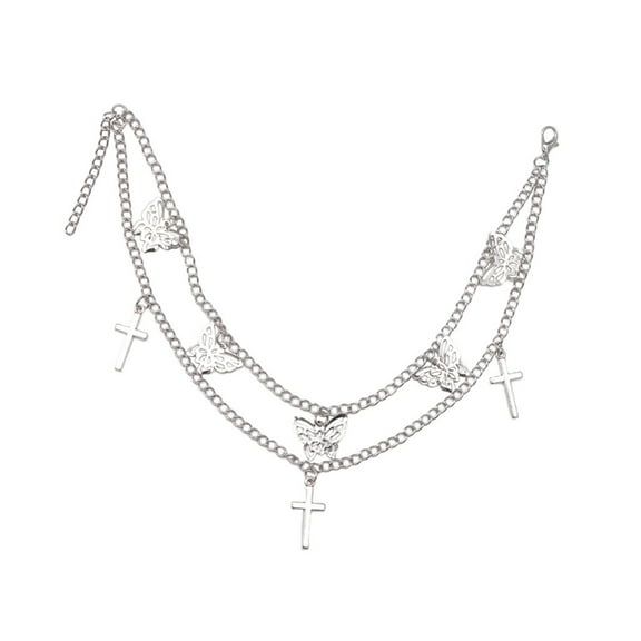 Fashionable Butterfly Pendant Boot Chain Adjustable Silver Chain Butterfly Boot Bracelet Ankle Accessory for Women