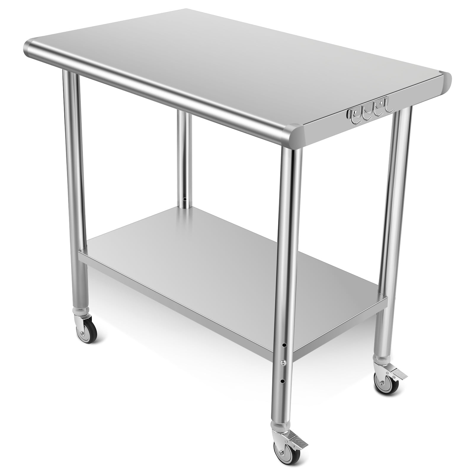 OUTGOODS Stainless Steel Work Table, NSF Commercial Grade, Adjustable Shelf, Silver