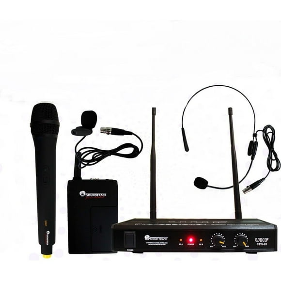 Micrófono STW-28HUL SOUNDTRACK Inalámbrico Diadema Mano Solapa Maletín de Aluminio