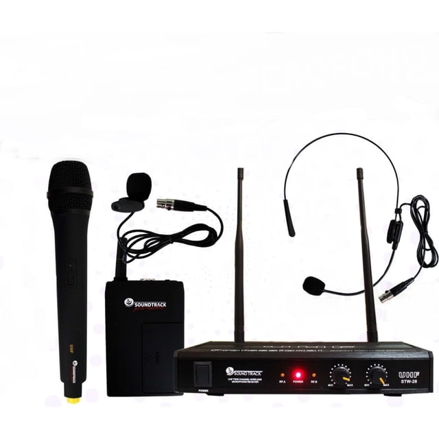 Micrófono STW-28HUL SOUNDTRACK Inalámbrico Diadema Mano Solapa Maletín de Aluminio