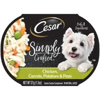 Cesar Simply Crafted Adult Wet Dog Food Cuisine Complement, Chicken, Carrots, Potato & Peas, 1.3 oz. Tub, Pack of 12