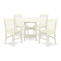 East West Furniture Sudbury 5-piece Wood Dining Set in Linen White