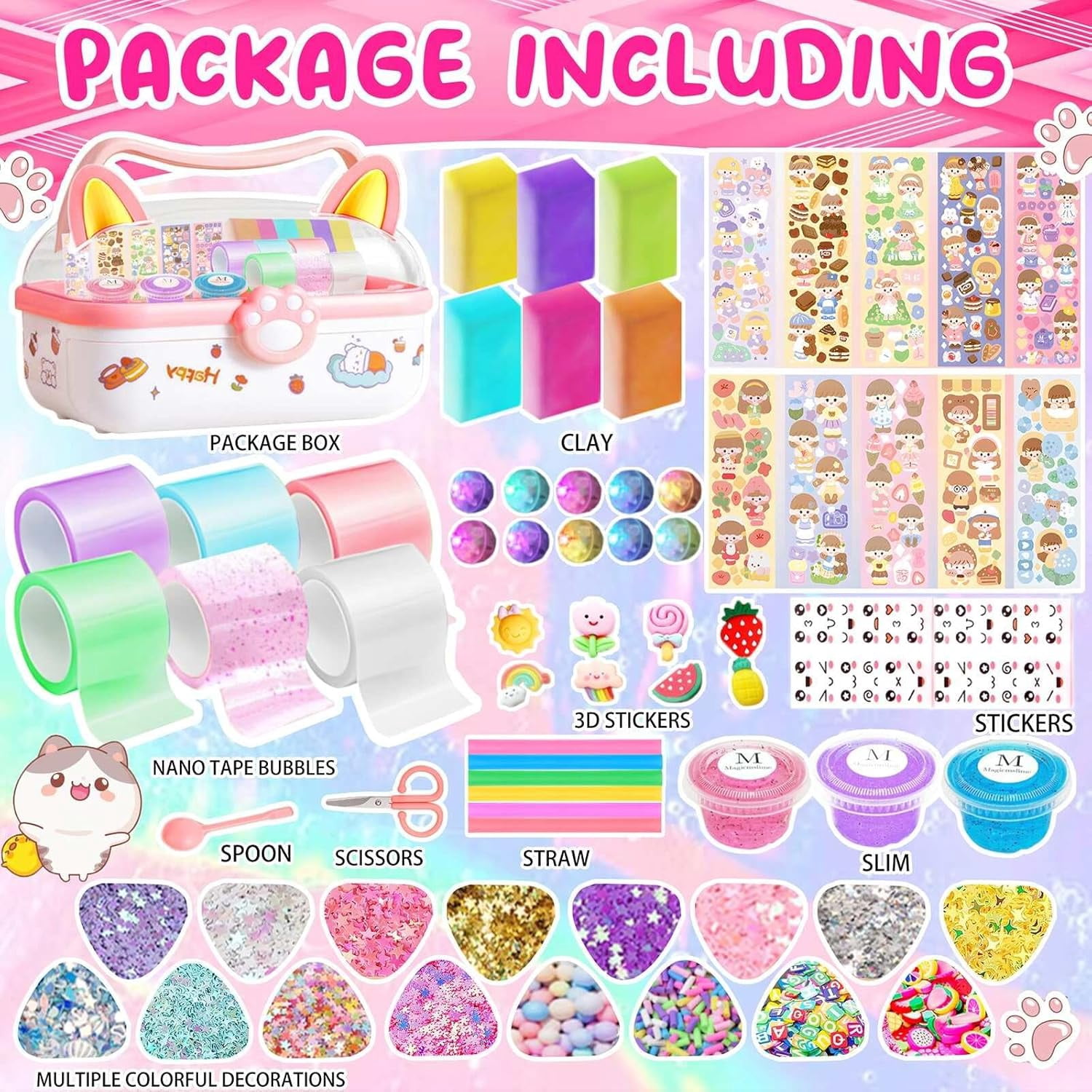 CEDQ Nano Tape Bubble Kit for Kids with Box, Squishy Maker Making Kit, Nano Tape Bubbles, Toys for Girls with Step-by-Step Video Tutorials for Kids 5-12 Years Old Gifts