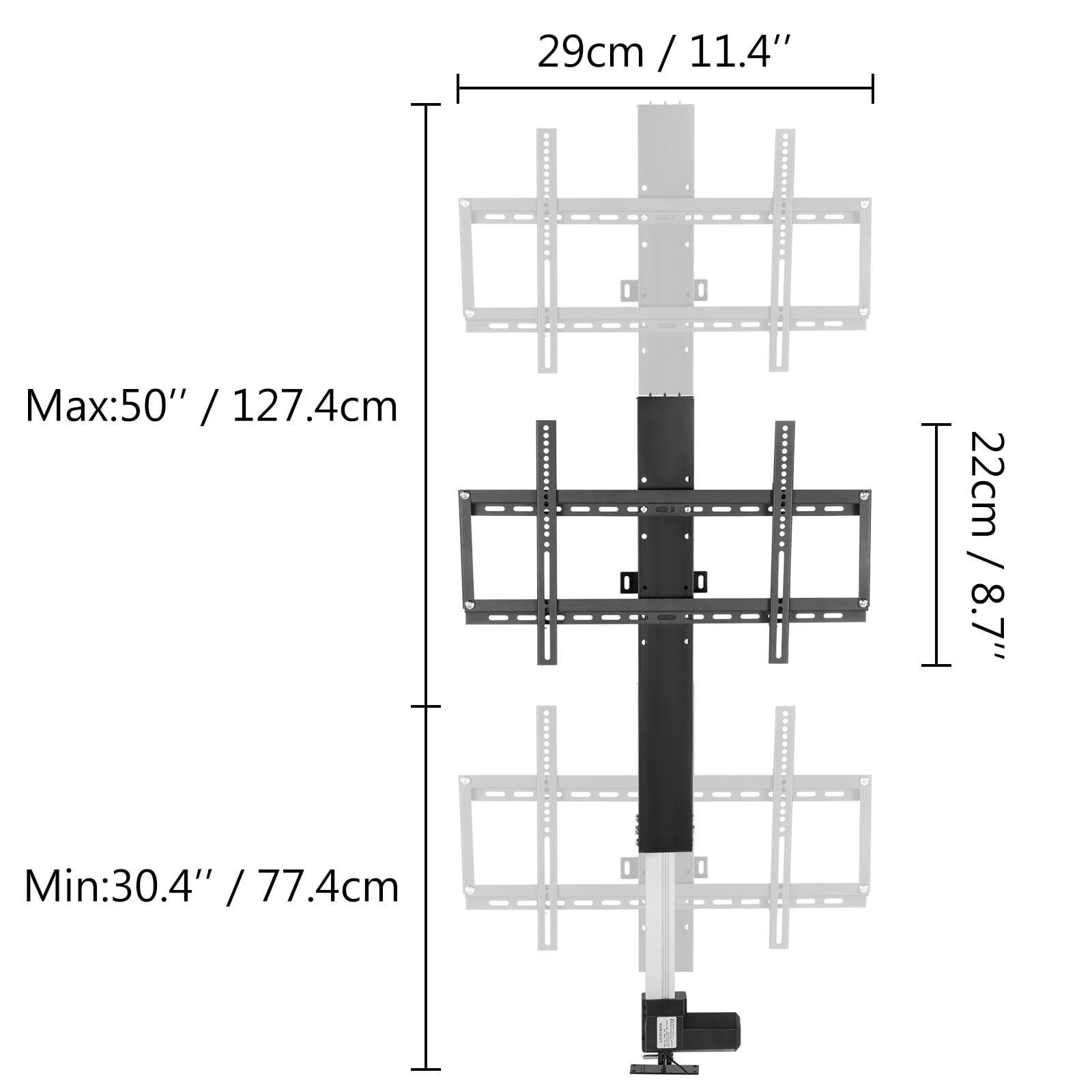 KFFKFF Motorized Television Lift, 20" Movement for 28-32" Televisions. Operated by Remote, Modifiable Elevation 30-50", Can Bear up to 132 lbs